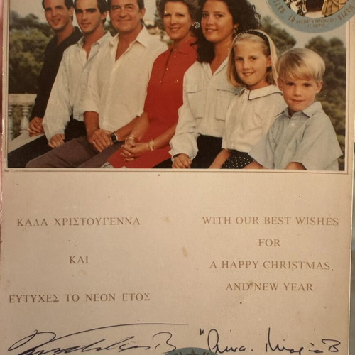 Signed Christmas card Konstantinos II & Anna-Maria 1992, new