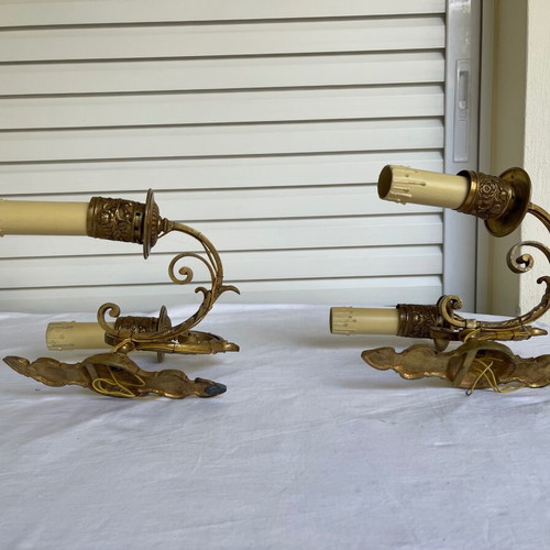 Antique wall lights used, set of 2