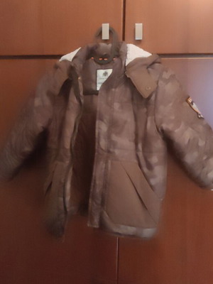 Lapin jacket used, size 98 cm, brown and green