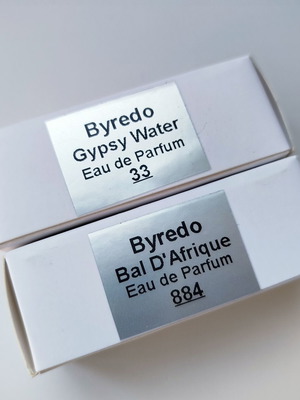 Byredo Gypsy Water and Bal d' Afrique Eau de Parfum tester samples 2ml