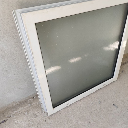 Aluminum fixed window used, 75x76cm, milky double glass, ALUMIL series