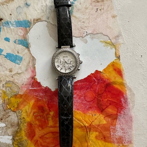 Folli Follie women's watch used with chronograph and black leather strap