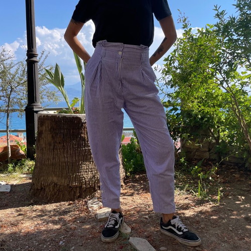 High-waisted vintage pants like new, striped, size S