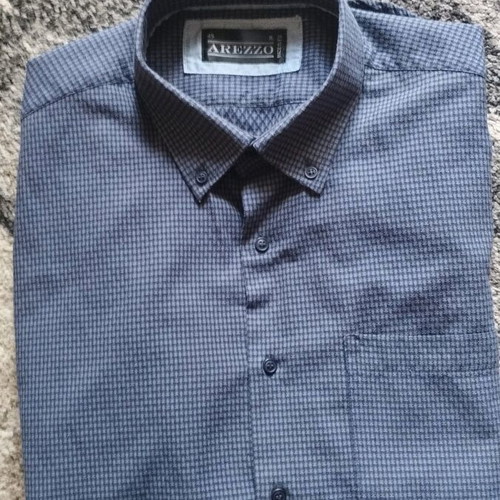Arezzo dress shirt XL/45 embossed pattern like new, gray and blue