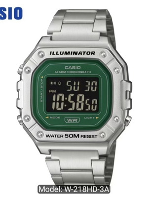 Casio W-218HD-3A watch new, silver unisex