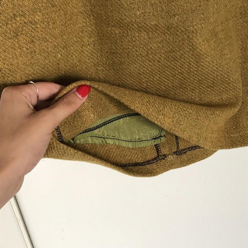 Wool handmade skirt brown yellow (mustard) new, warm midi