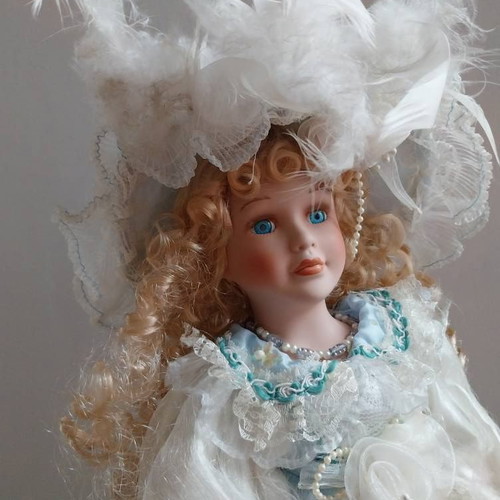Vintage doll like new with organza and lace dress