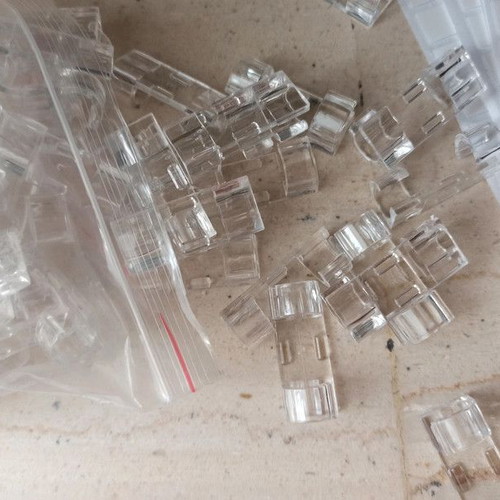 Transparent plastic cable clamps pack of 100 with adhesive, new