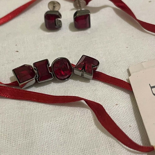 Christian Dior jewelry set new with red Swarovski necklace and earrings