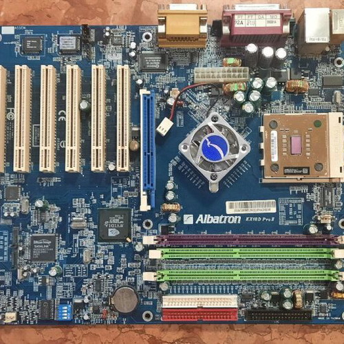 Albatron KX18D Pro II motherboard with Athlon XP 2600+ CPU and 1 GB DDR RAM used