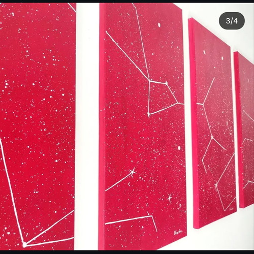 Handmade modern acrylic paintings, set of 4, new