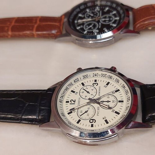 Pack of 2 wristwatches, brown and black, unisex