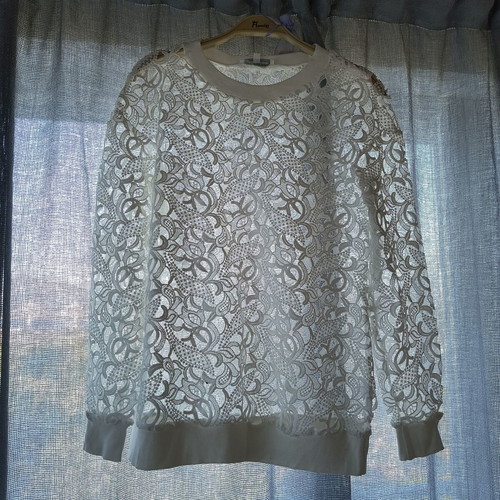 Cotton blouse white perforated fabric size S like new