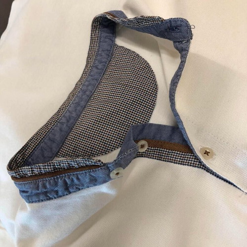 Inditex blouse, white and blue, size S
