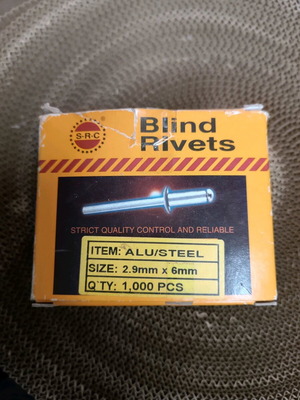 Blind rivets 2.9x6mm new, aluminum, pack of 1000
