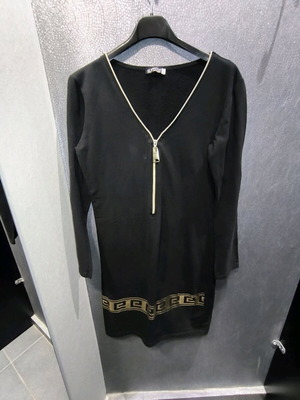 Black SLN dress with gold designs like new