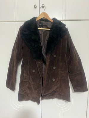 Castor coat women's like new, brown with fur collar