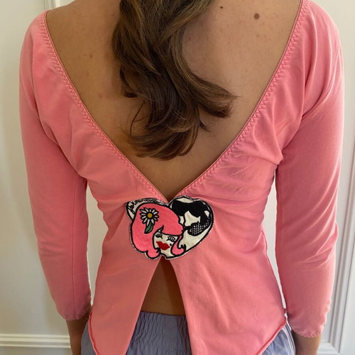 Fornarina top like new, pink, back opening, 3/4 sleeve, size S