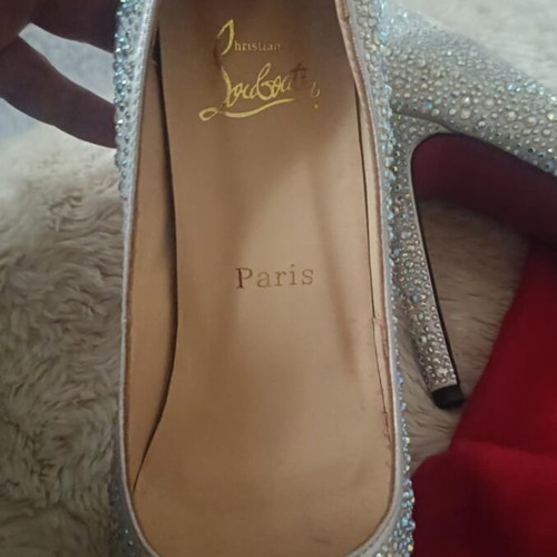 Christian Louboutin pumps new with Swarovski crystals silver size 40