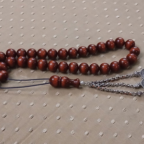 Bakelite Komboloi worry beads used, 33 beads, 1990s Syria