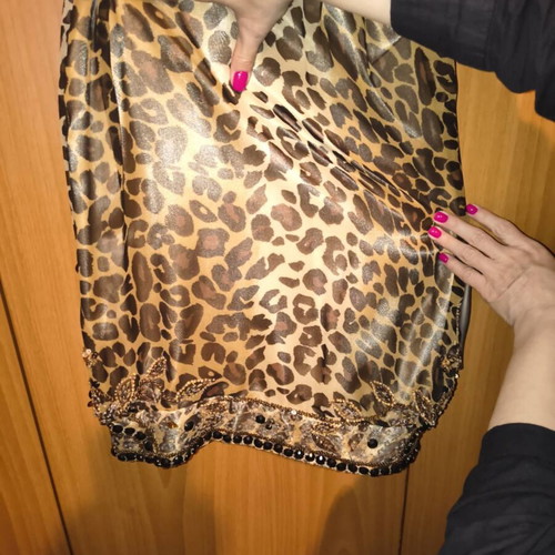 Leopard Silk Mini Abigie Dress embroidered, like new, medium size