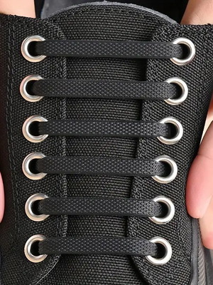 Silicone shoe laces black, new, set of 16 pieces
