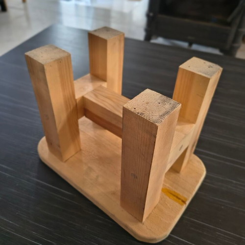 Wooden Stool used, handmade solid pine wood