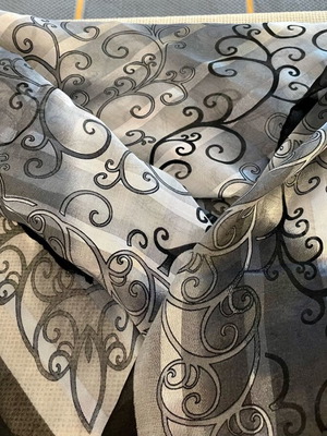 Zambak printed scarf like new, black and grey