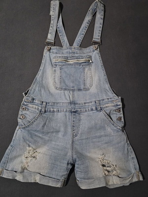 Denim short salopette