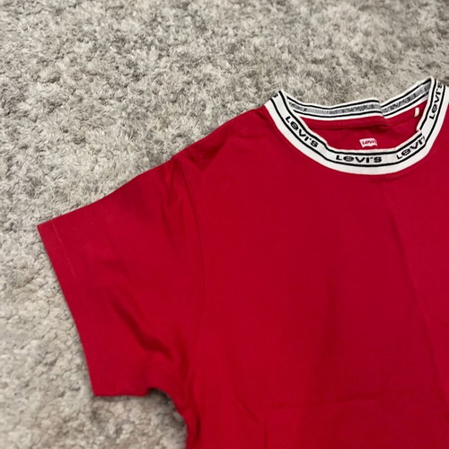 Levi's red boxy T-shirt with logo on neckline, like new, size XS