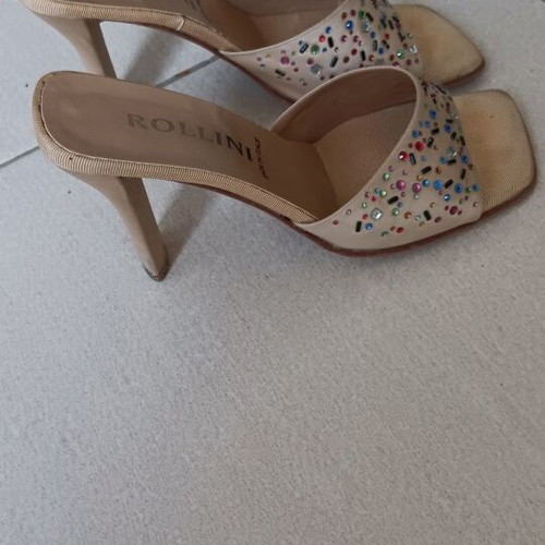 Rollini beige mules sandals with beads size 38 like new