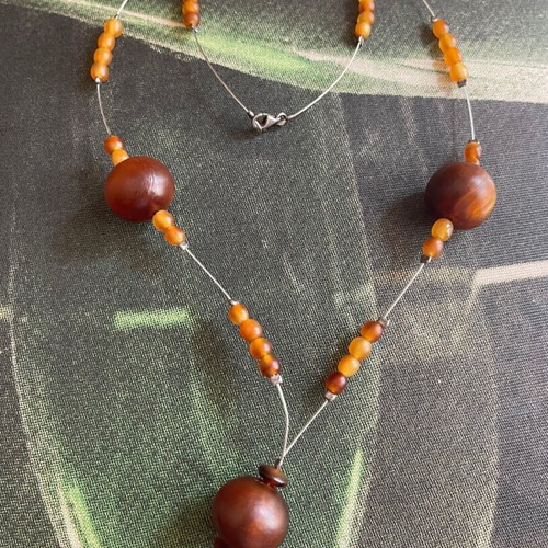 Vintage necklace handmade silver 925 and wood like new