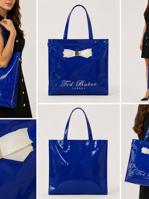 Ted Baker large blue handbag with white bow new