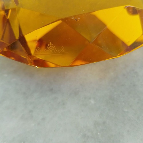 Rosenthal amber heart crystal paperweight like new, 8cm