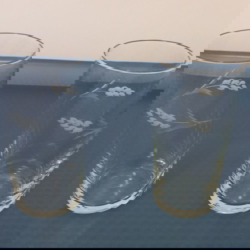 Ποτήρια σε άριστη κατάσταση, σετ 2, με χαραγμένο σχέδιο φύλλου και λουλουδιού