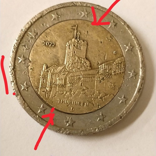 2 Euro Commemorative Coin Used With Production Defect From Germany 2022