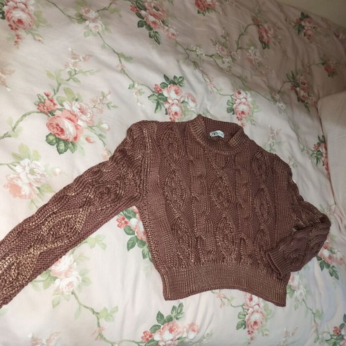 Zara sweater with knit pattern like new, pink and silver
