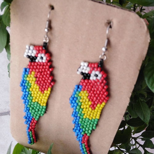 Handmade parrot earrings colorful new