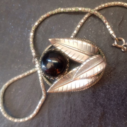 Vintage necklace with cabochon pendant, used