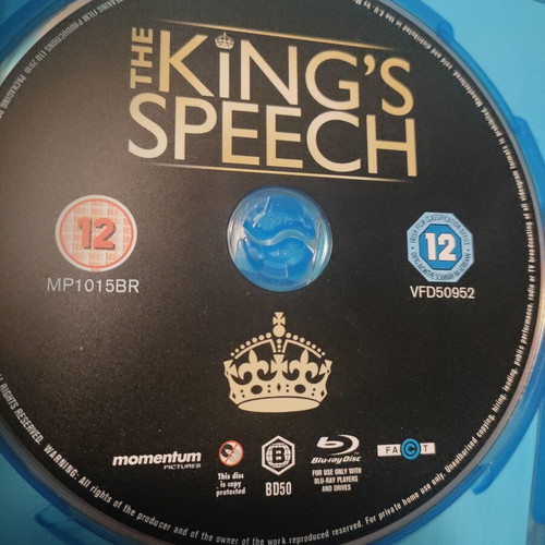 The King's Speech Blu-Ray like new, English subtitles, UK import