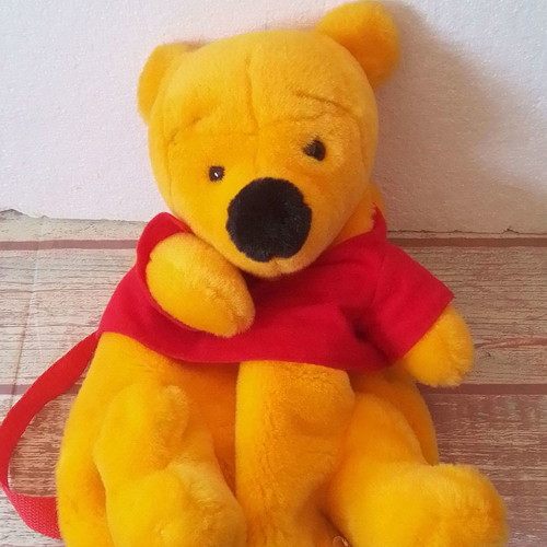 Winnie the Pooh plush velvet children's backpack used
