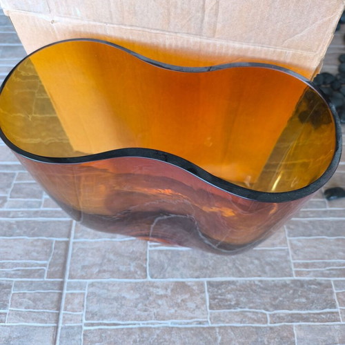 Amber wavy vase like new