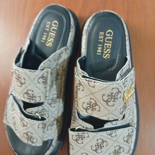Guess slippers, beige and gold, size 39