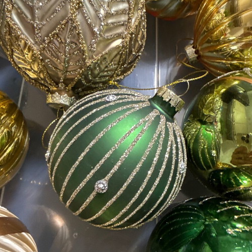 Christmas balls new, gold and green