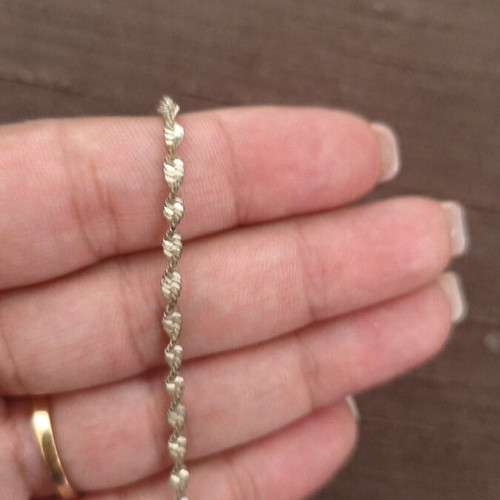 Silver 925 Rope Chain Anklet used with Adjustable Length and Spring Clasp