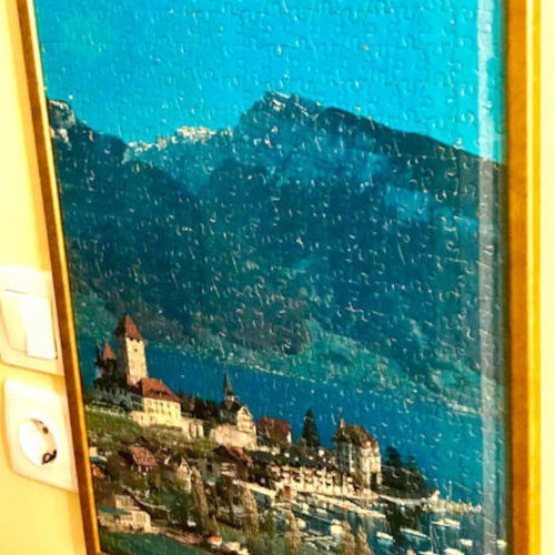 Set of 12 large beautiful puzzles with quality wooden/golden frames and glass