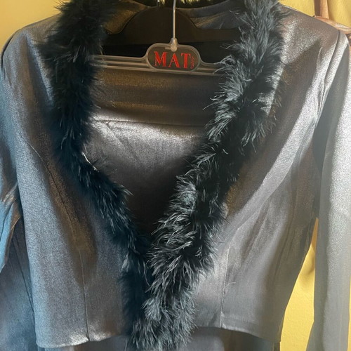 Strapless dress set with silver jacket like new