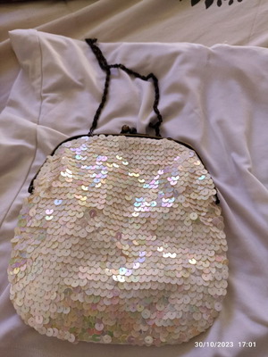 Vintage Zara handheld bag used, white, evening