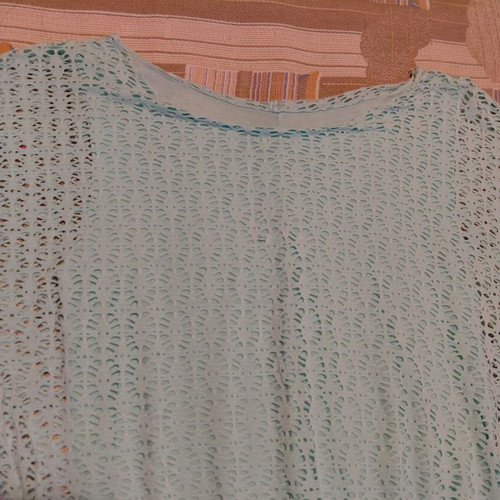 Turquoise top with lace look new, size M 38 10