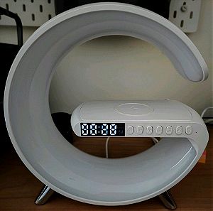 Επιτραπέζιο Φωτιστικό LED  Με Ασύρματο Φορτιστή 15 W, Ρολόι , Ξυπνητήρι και Ηχείο
